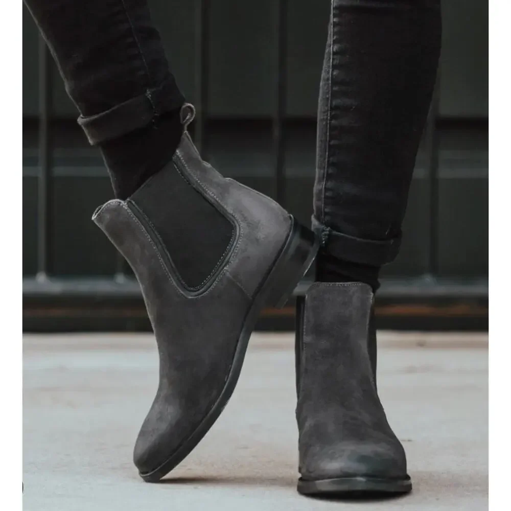 Thursday Boot Co Duchess Suede Chelsea Ankle Boots Grey Leather sz 9
